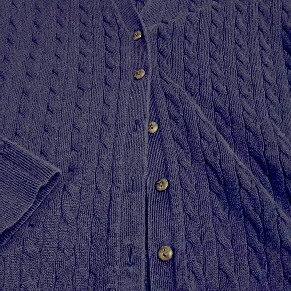 Lands’ End Blue Cable Knit Cardigan Sweater - small - Picture 3 of 5